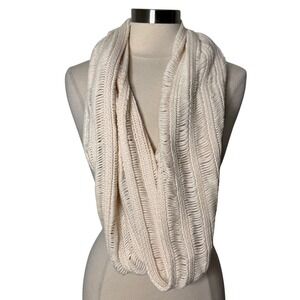 American Eagle Outfitters Y2K Cream Open Ladder Knit Infinity Scarf Ribbed Loop
